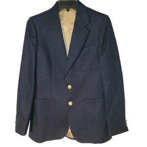 Women's 100% Wool Navy Blue Lined Blazer with Gold Accent Buttons Size 8